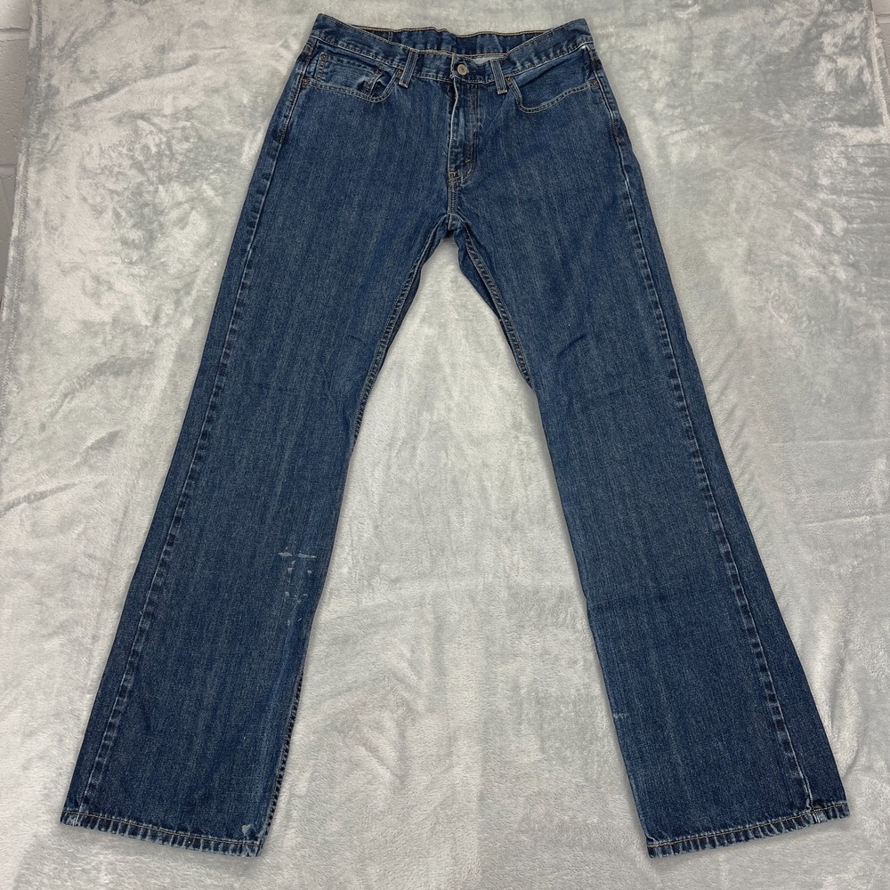 Levi's Jeans Mens 33x34 Blue Denim Dark Wash 527 Slim Bootcut Leg Streetwear